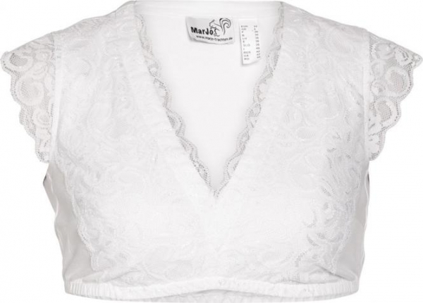 Dirndlbluse Fergie-Almut weiß V-Ausschnitt Spitze Marjo