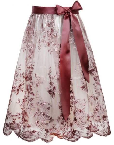 Dirndlschürze midi 65 cm Marisol bordeaux rot Spitze Marjo