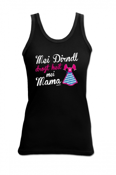 Trachten Tank Top Mei Dirndl drogt heid mei Mama schwarz