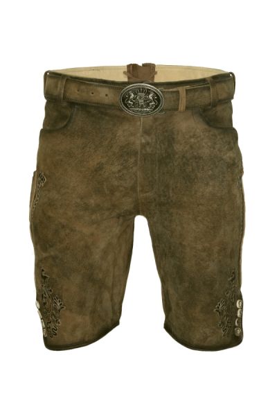 Lederhose kurz Tödtenberg erde braun mit Gürtel Fuchs