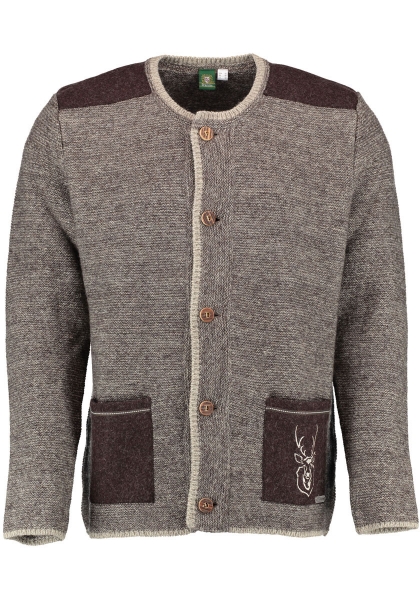 Trachtenjacke Strickjacke Luhe braun dunkelbraun meliert OS Trachten