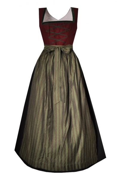 Dirndl Designerdirndl lang 94cm Vorderröhrenhof bordeaux rot schwarz grün Hannah Collection