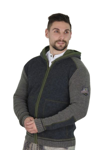 Trachtenjacke Strickjacke Schöfbach anthrazit grün Fuchs