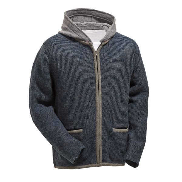 Maddox Trachten Strickjacke Tristan mit Kapuze Herren indigo blau