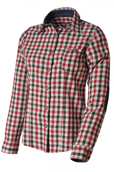 Trachtenbluse Daphne rot/tanne kariert Lekra