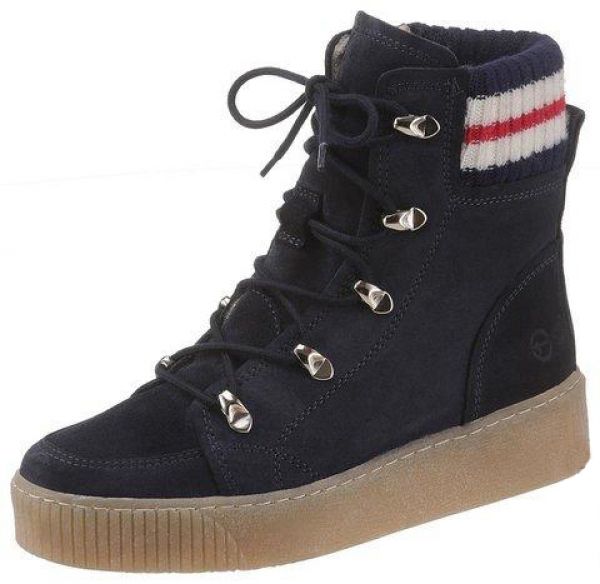 Stiefel Winterschuhe Schnürstiefel Hafenlohr navy blau Tamaris