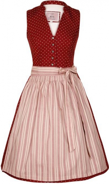 Dirndl midi 65 cm Senia rot bordeaux beige hochgeschlossen Marjo