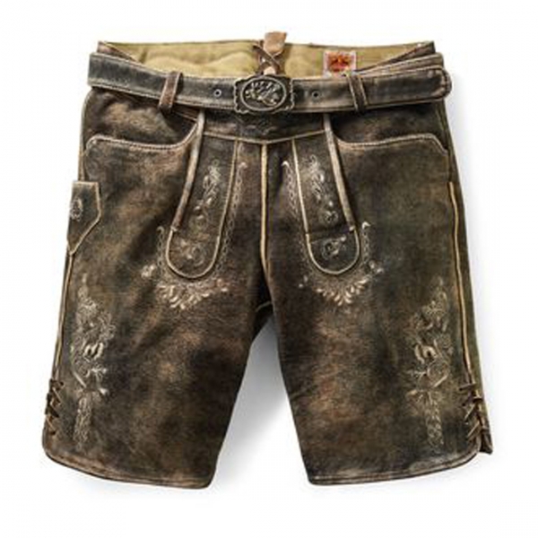 Lederhose kurz Feuerberg rinde mit Gürtel Maddox