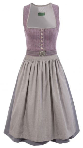 Dirndl midi 64cm Bruggmers grau rosa Country Line