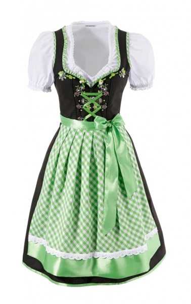 Dirndl midi 60 cm schwarz/grün Set 3-tlg. Wolperdinger