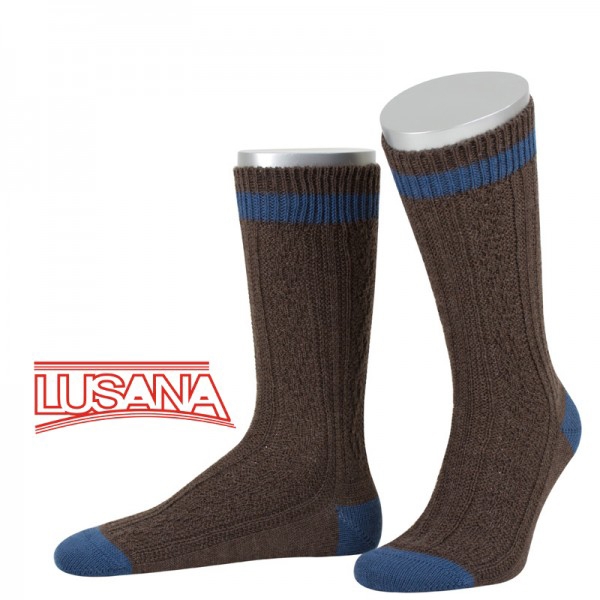 Shopper-Trachtensocken Eglfing mittelbraun stahlblau Lusana