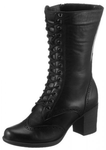 B-Ware / 2. Wahl - Trachten Stiefelette Wollwies schwarz mit Schnürung Andrea Conti