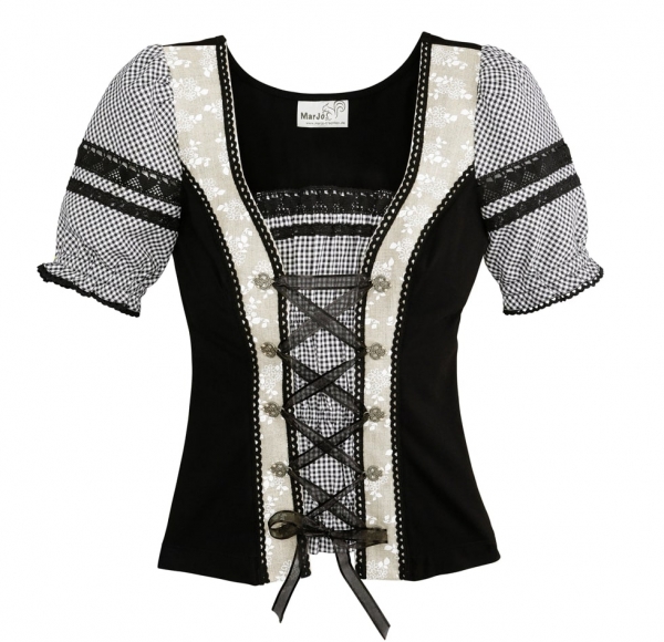Trachtenshirt Diebach schwarz kurzarm Marjo