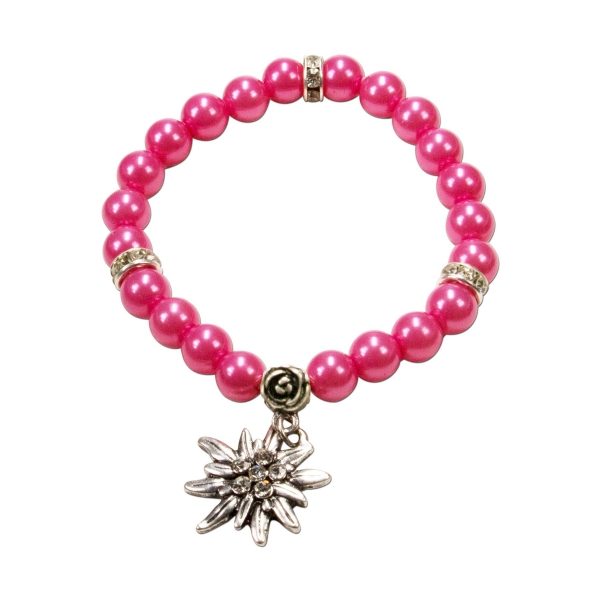 Trachten Armband Segnitz Edelweiß pink Wachsperlen