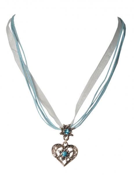 Dirndlkette Lauterhofen hellblau blau Herz/Edelweis v. Wolkenweis