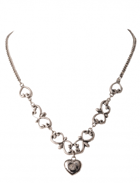 Trachtenkette Collier Pilsach silberfarben mit Herzornament v. Wolkenweiss
