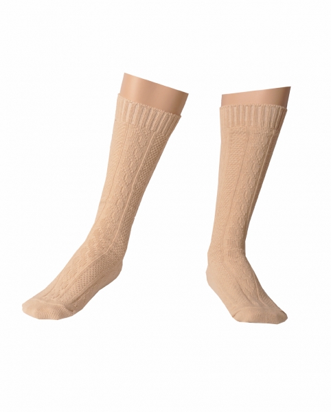 Trachtensocken Trachten Socken Raubling beige Zopfmuster