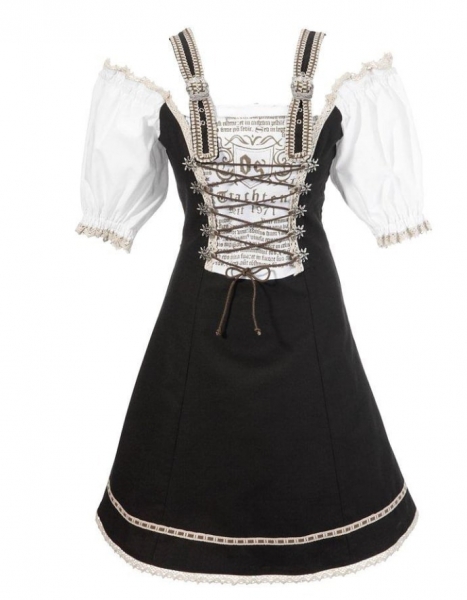 B-Ware / 2. Wahl - Landhauskleid midi 50 cm Wiedergeltingen schwarz weiß OS Trachten