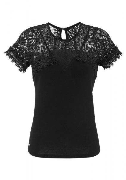 B-Ware / 2. Wahl - Trachtenshirt Damen Ayse schwarz Spitze Hangowear