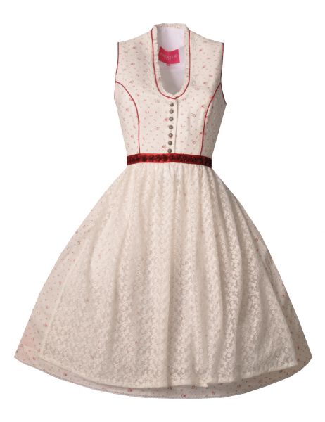 Dirndl midi 60 cm Dingelsberg offwhite rot Krüger Madl