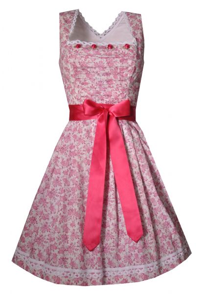Trachtenkleid mini 51cm Vorderherberg weiß rosa Rosen Hannah Collection