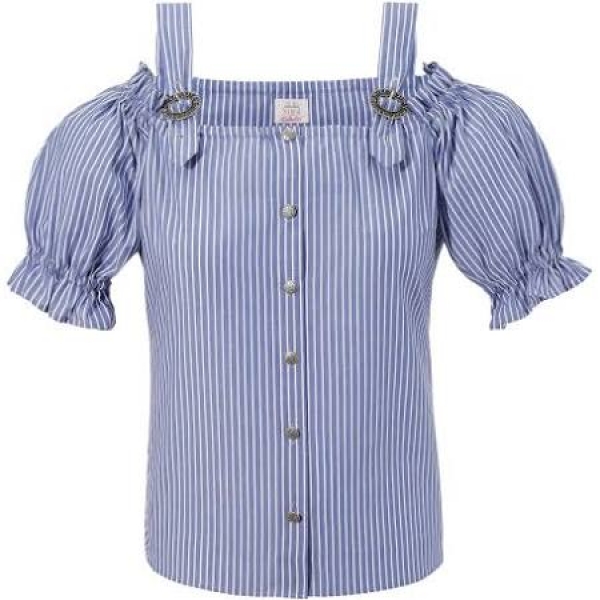 B-Ware / 2. Wahl - Trachten Bluse blau A-linie