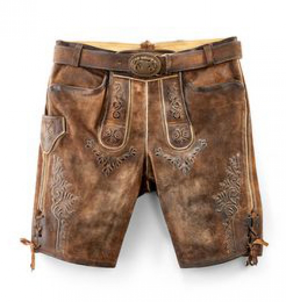 Lederhose Trachtenhose kurz Herbert antik erle mit Gürtel Ziege Maddox