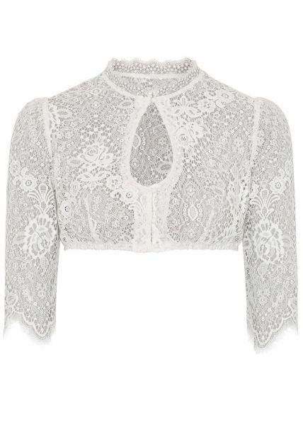 B-Ware / 2. Wahl - Dirndlbluse Plätzchen creme weiß Spitze Halbarm Spieth & Wenksy