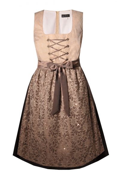 B-Ware / 2. Wahl - Dirndl lang 77cm Ohrenbach beige braun taupe M. Collection