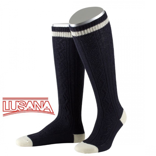 Kniebundstrumpf blau/beige Lusana
