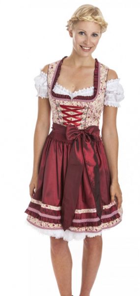 B-Ware / 2. Wahl - Dirndl mini 50 cm Blossom bordeaux Krüger Madl