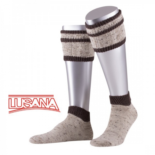 Trachten Kurz-Loferl Set-2tlg. Wadenwärmer Socken Loden-Tweed beigemeliert/braun Lusana