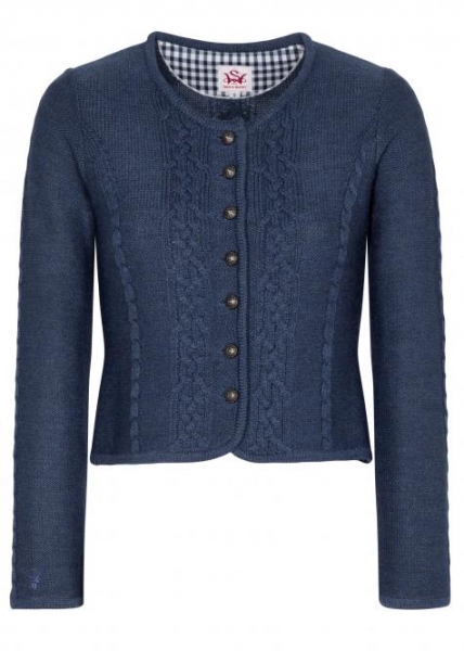 Trachten Strickjacke Trachtenjacke Bonn blau jeansblau Merino Spieth & Wensky
