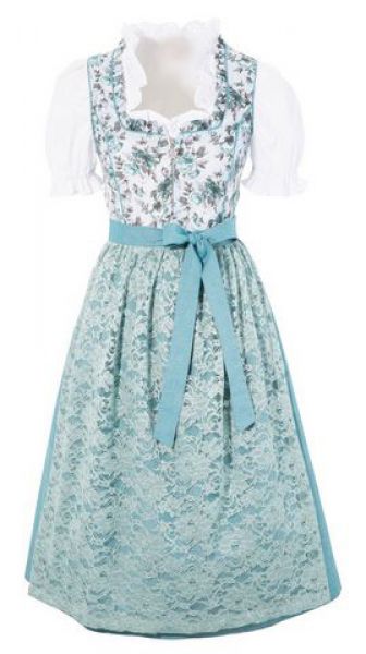 Dirndl Set 3-tlg. midi 70cm Lämmermühle mint hellblau Alpenwelt