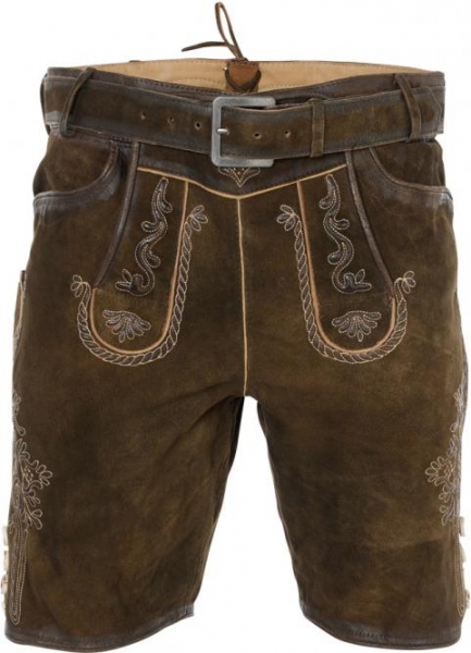 Lederhose kurz Eberhard hazel glossy mit Gürtel Marjo
