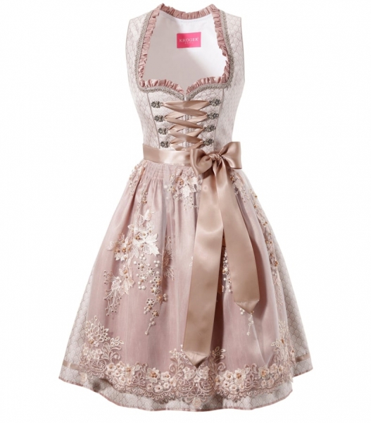 B-Ware / 2. Wahl - Dirndl mini 60 cm Elva taupe rose rosa Krüger