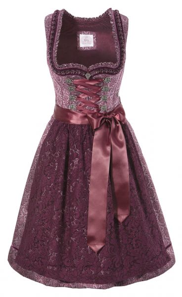 B-Ware / 2. Wahl - Dirndl mini 58 cm Mandella bordeaux Marjo