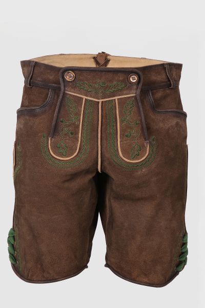 Lederhose kurz Rocco braun grün Krüger