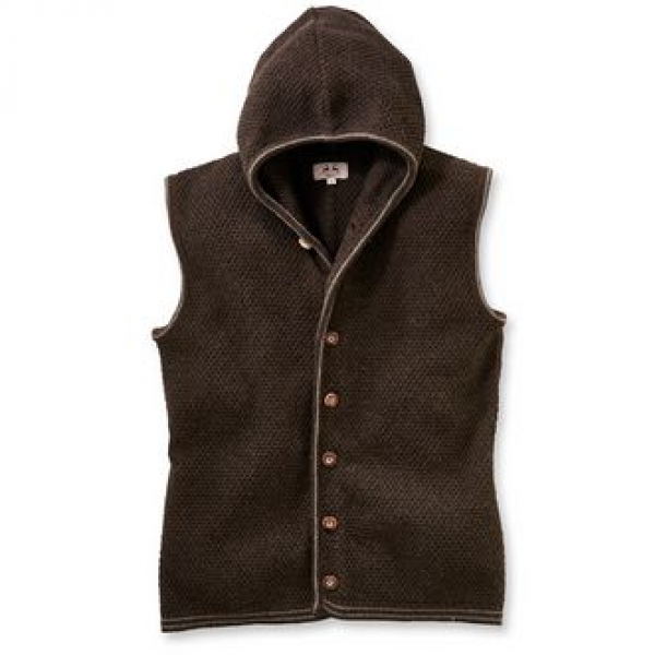 Trachtenweste Strickweste Jens braun mocca mit Kapuze Maddox