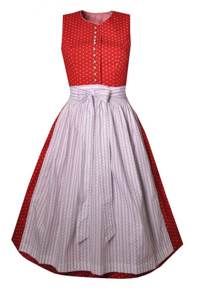 B-Ware / 2. Wahl - Dirndl midi 67cm Raupolz rot weiß 2 tlg. Country Line