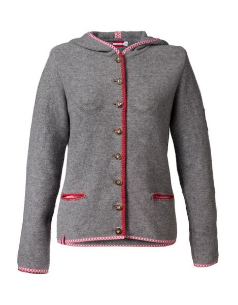 B-Ware / 2. Wahl - Damen Strickjacke Erding grau rot Almgwand