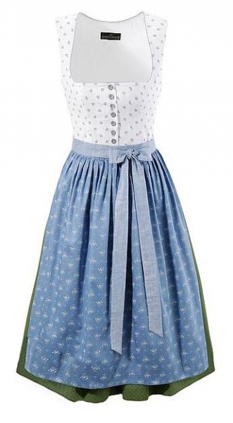 Dirndl midi 70 cm Aindling weiß / blau / grün Berwin & Wolff