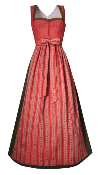 Dirndl Designerdirndl lang 93cm Lochenbach rot grün Hannah Collection