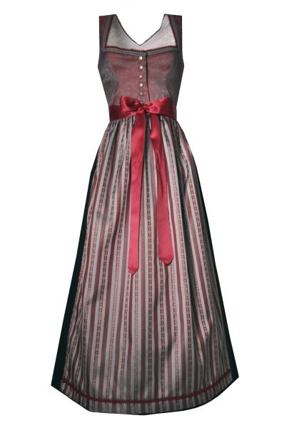 Dirndl Designerdirndl lang 93cm Sägmühle rot silber schwarz Hannah Collection