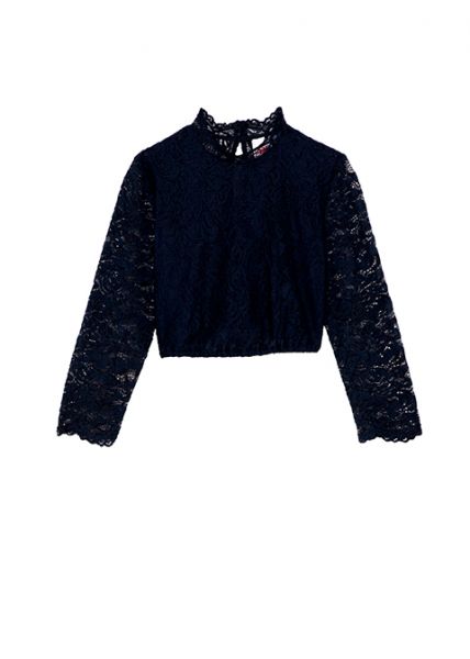 Dirndlbluse Amsterdam blau dunkelblau 3/4-Arm Spieth &amp; Wensky