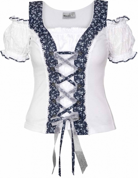 Trachtenbluse Elisa weiß blau Carmen Marjo