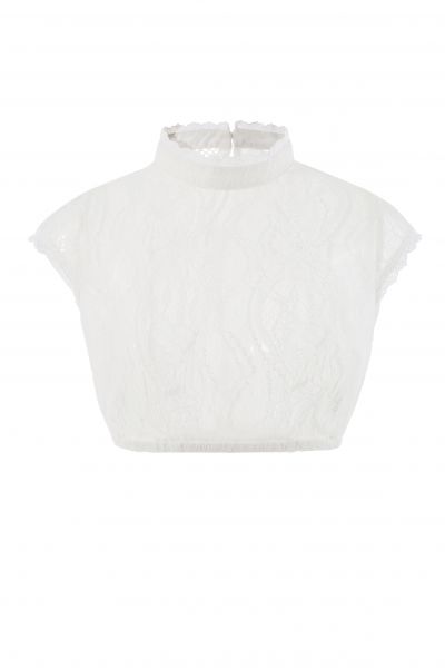 B-Ware / 2. Wahl - Dirndlbluse Felicia-Dali I Spitzenkragen hochgeschlossen off white Spitze Marjo